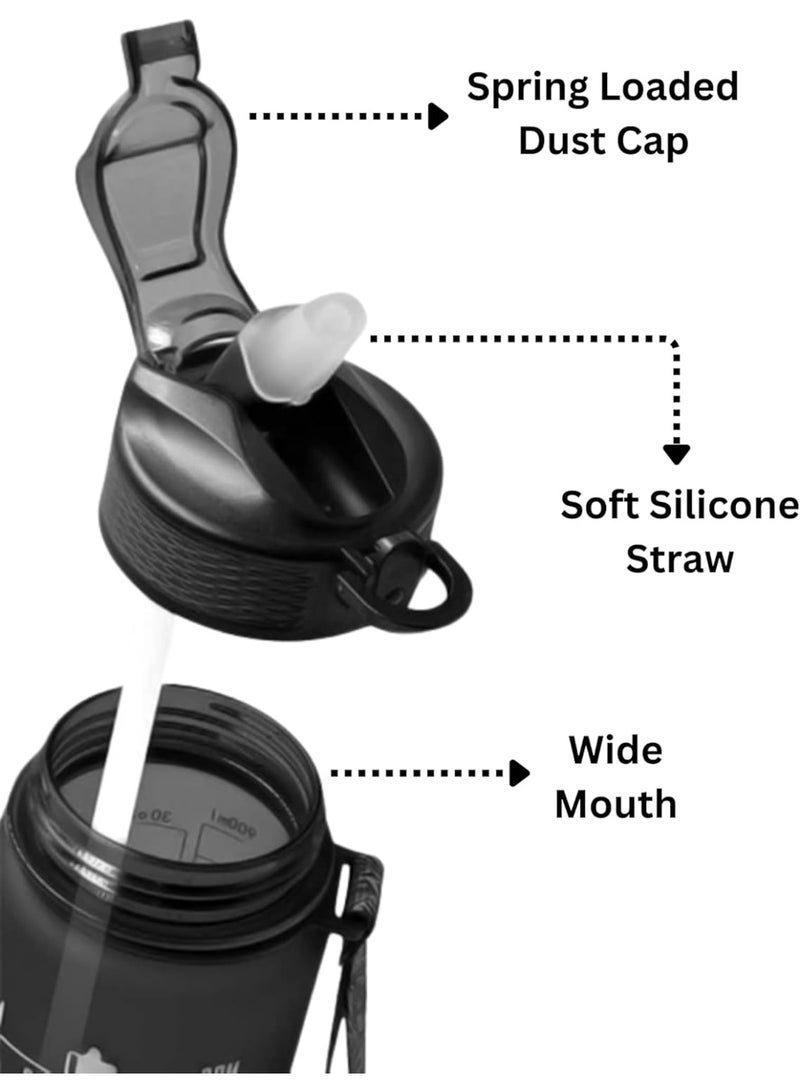 1L Sports Water Bottle with Straw – Reusable Black Drinking Bottle - Image 4